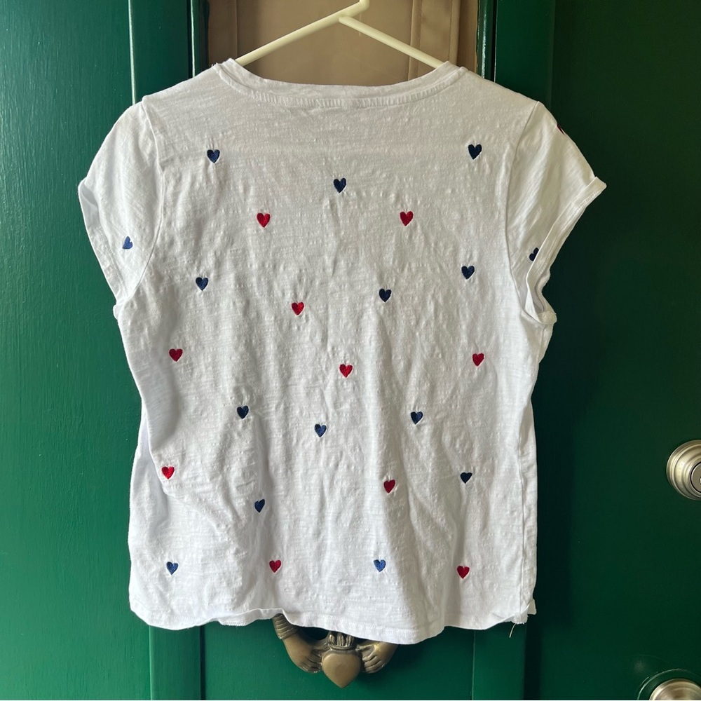 Cynthia Rowley White Top with Blue Heart Detail - Picture 3 of 3
